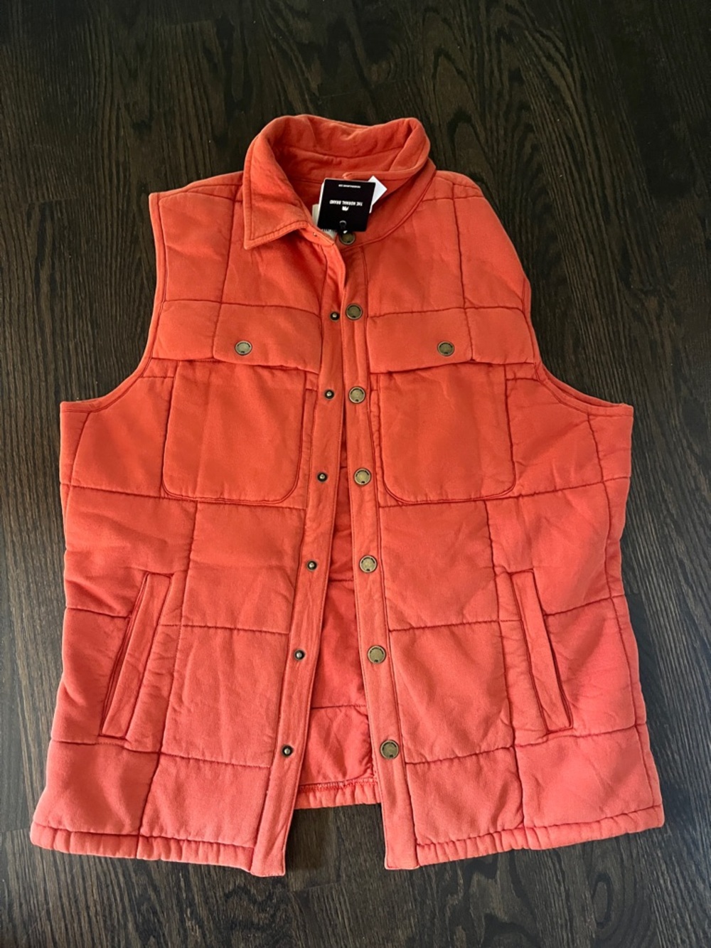 The Normal Brand Quilted Puffer Vest in Orange